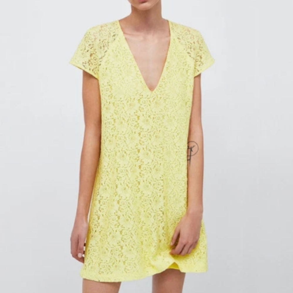 Zara Yellow Lace Dress
